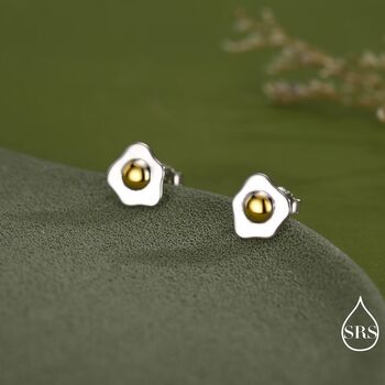Sterling Silver Fried Egg Stud Earrings, 3 of 11