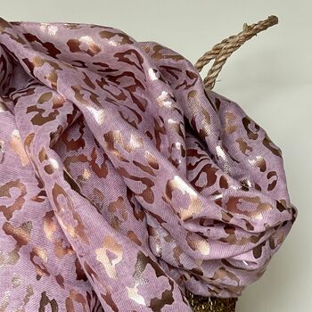 Rose Gold Leopard Print Scarf In Pink, 2 of 2