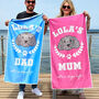 Personalised Dog Mum Dog Dad Beach Towel, thumbnail 1 of 11