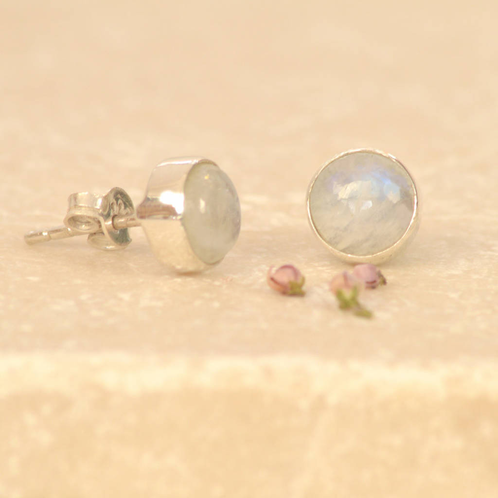 Rainbow moonstone stud earrings Clearance