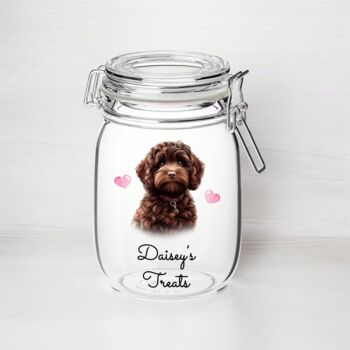 Personalised Chocolate Cockapoo Kilner Style Treat Jar, 2 of 2