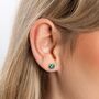 Gold Plated Sterling Silver December Blue Topaz Birthstone Stud Earrings, thumbnail 1 of 6