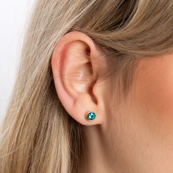 18ct Gold Plated Sterling Silver December Birthstone Stud Earrings – 7mm, 2 of 7