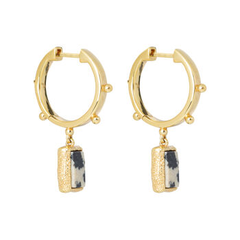 Dalmation Jasper 18ct Gold Plated Hoops, 2 of 12