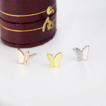 Sterling Silver Butterfly Stud Earrings, 7 of 10