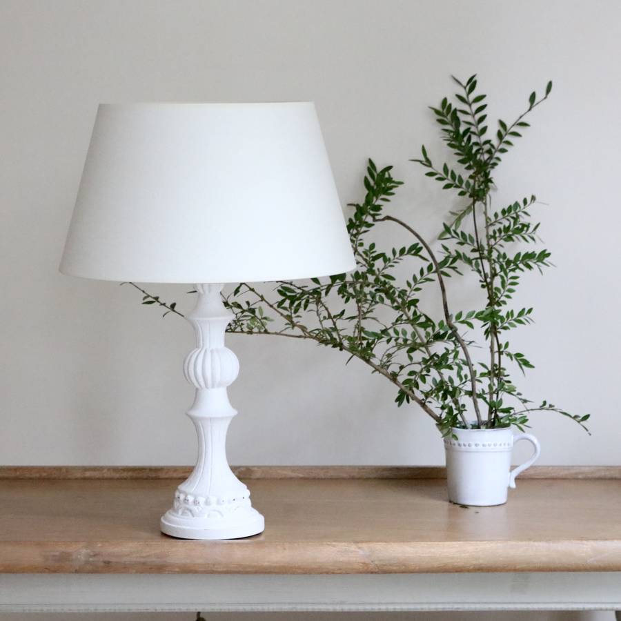 French White Wooden Table Lamp By Victoria Jill 