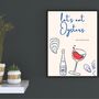 A4 Oysters And Wine Print Let's Eat Oysters And Drink Wine, thumbnail 3 of 5