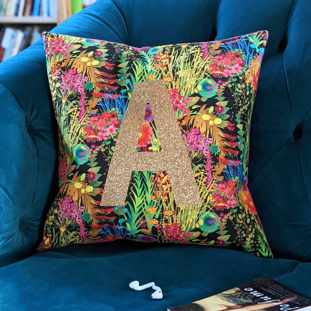 Tropical Liberty Fabric Personalised Cushion Gift, 1 of 5
