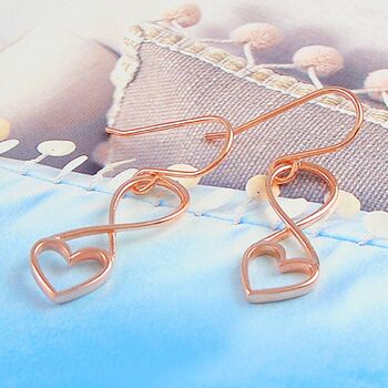 Outline Heart Sterling Silver Drop Earrings, 4 of 11