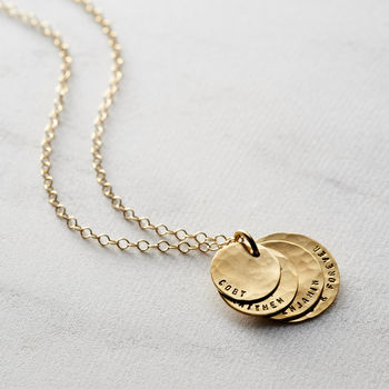 Personalised Hammered Family Disc Necklace, 6 of 12