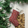 Personalised Cats Christmas Stocking In Red, thumbnail 1 of 7