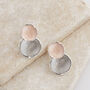 Matte Pink And Grey Double Disc Stud Earrings, thumbnail 3 of 3