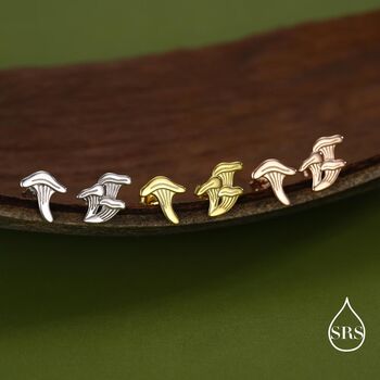 Mismatched Chanterelle Mushroom Stud Earrings In Sterling Silver, 4 of 12
