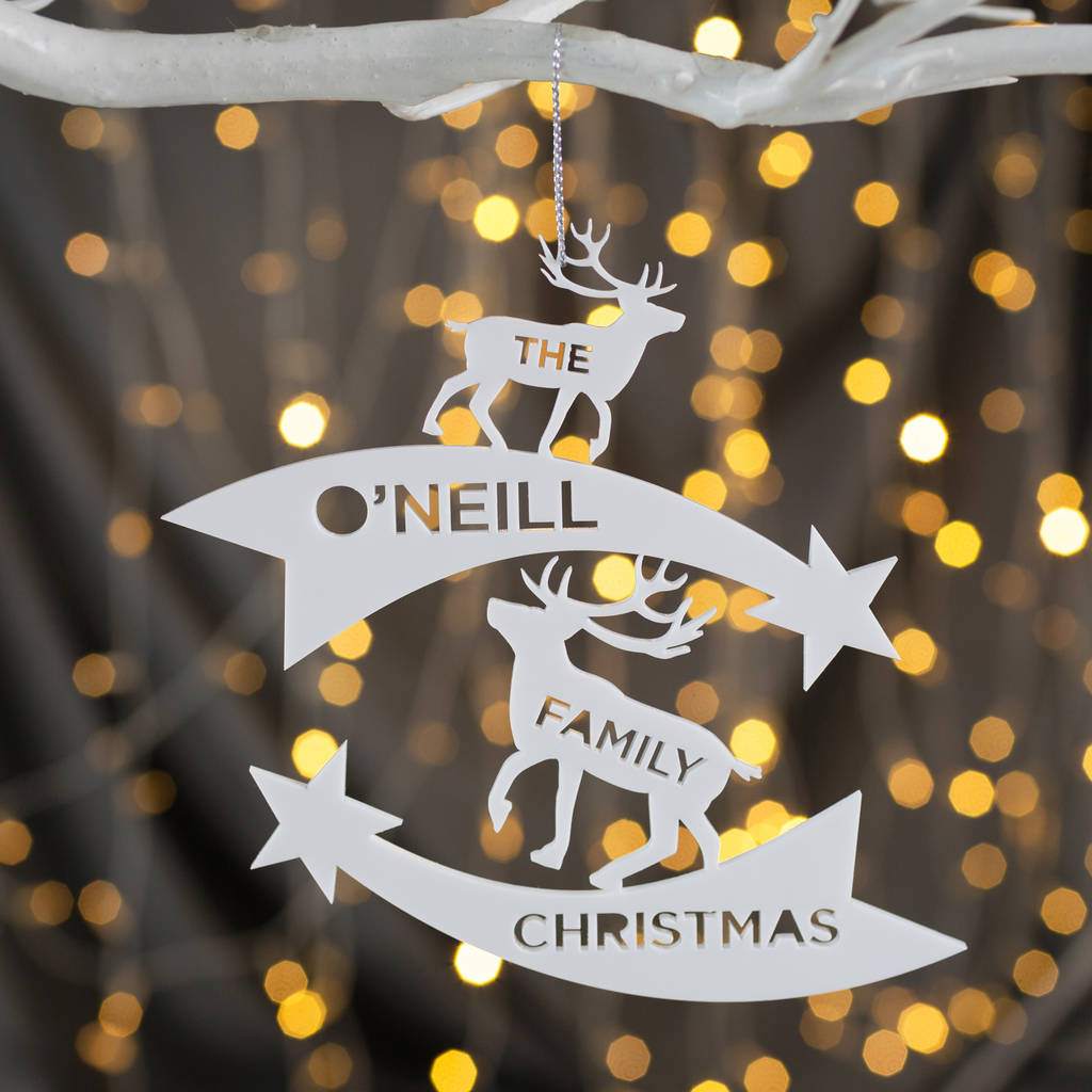 Personalised Reindeer Family Christmas Decoration, 1 of 2