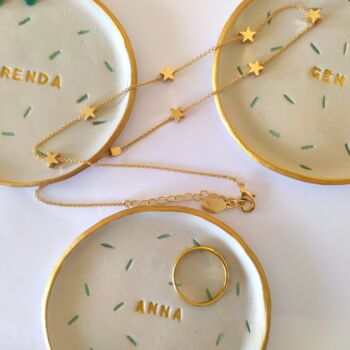 Personalised Handmade Green And Gold Ring Dish, 2 of 12