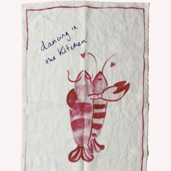 Dancing Lobsters Linen Tea Towel, 2 of 2