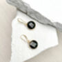 Agate Round Black Earrings Real 18k Gold Plated, thumbnail 3 of 3