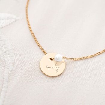 Jessie Initial Disc And Pearl Personalised Bracelet, 6 of 9