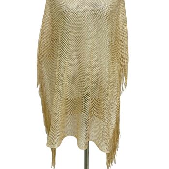 Viscose Metallic Tassel Beach Coverup In Gold, 2 of 4