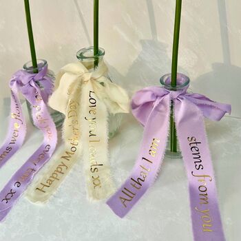 Personalised Mother Day Bud Vase Set And Flowers, 3 of 4