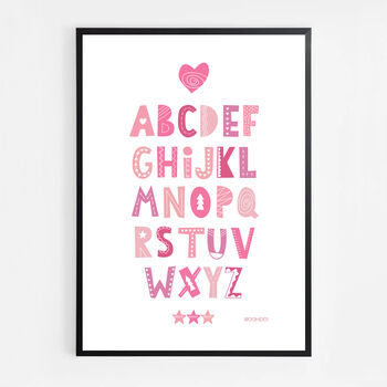 Alphabet Pink Scandi Nursery Print, 3 of 5