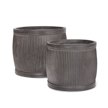 Fibre Clay Ribbed Round Planters, 2 of 3