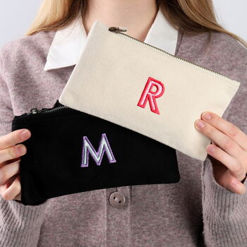 Personalised Embroidered Initial Makeup Or Pencil Case, 5 of 7