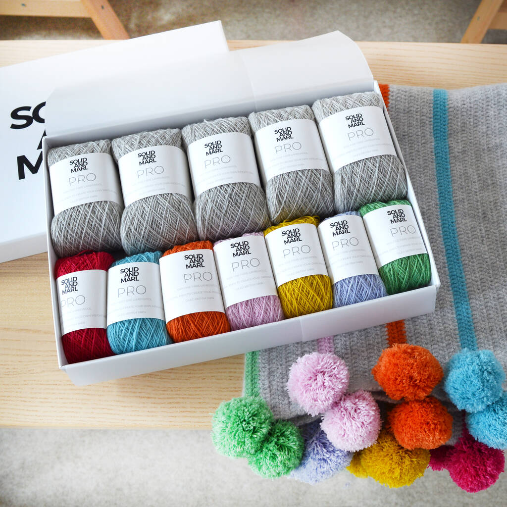 Pom Pom Stripe Crochet Blanket Kit By Solid And Marl