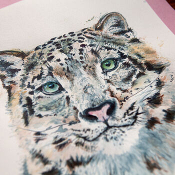 Inky Snow Leopard Illustration Print Supporting Conservation, 8 of 8