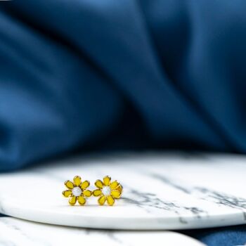 Stainless Steel Colourful Daisy Stud Earring, 5 of 8