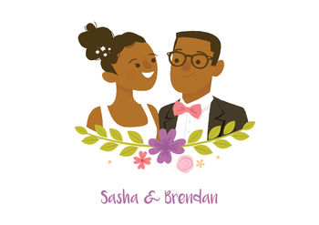 Personalised Illustrated Couple Portrait, 6 of 8