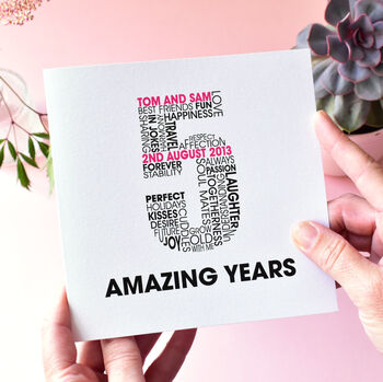 Personalised Name And Date Milestone Anniversary Card, 3 of 6