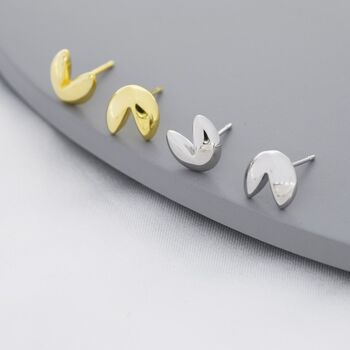Fortune Cookie Stud Earrings In Sterling Silver, 2 of 12
