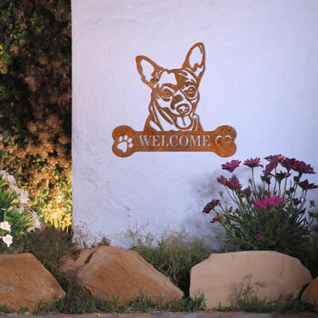 Personalised Chihuahua Welcome Metal Wall Art Sign For Home And Garden Gift, 8 of 11