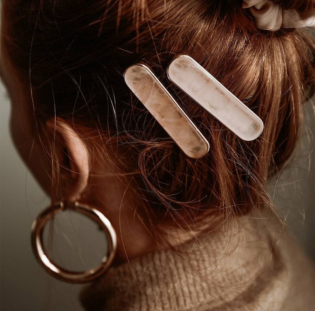 Rose Quartz Gemstone Hair Clip