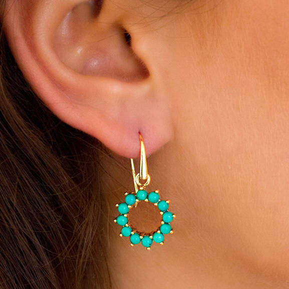Halo Radiance Turquoise Earrings Silver/Gold Plated, 1 of 12