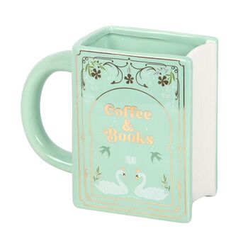 Coffee And Books Green Book Shaped Mug, 2 of 3