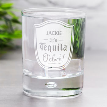 Personalised 'Tequila O Clock' Etched Glass, 5 of 5