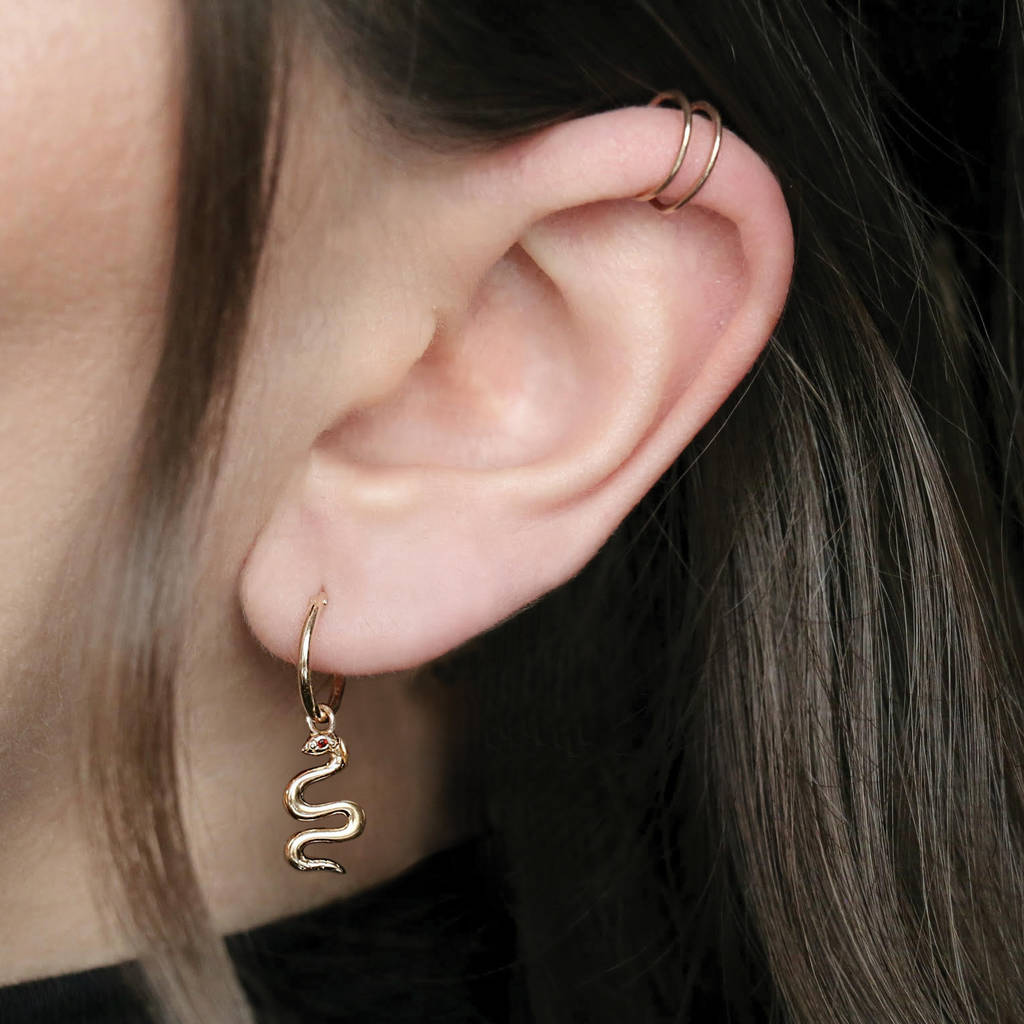 black snake hoop earrings