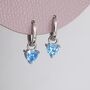 Sterling Silver Aquamarine Blue Trillion Cut Cz Hoop Earrings, thumbnail 2 of 11