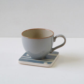 Blue And White Slip Trailed Ceramic Coaster Set, 5 of 5