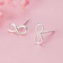 Sterling Silver Infinity Symbol Stud Earrings, thumbnail 1 of 5
