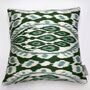 Square Ikat Silk Cushion Forest Green Abstract, thumbnail 3 of 9