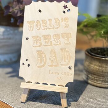 Personalised Wooden World Best Dad Father's Day Plaque, 3 of 6