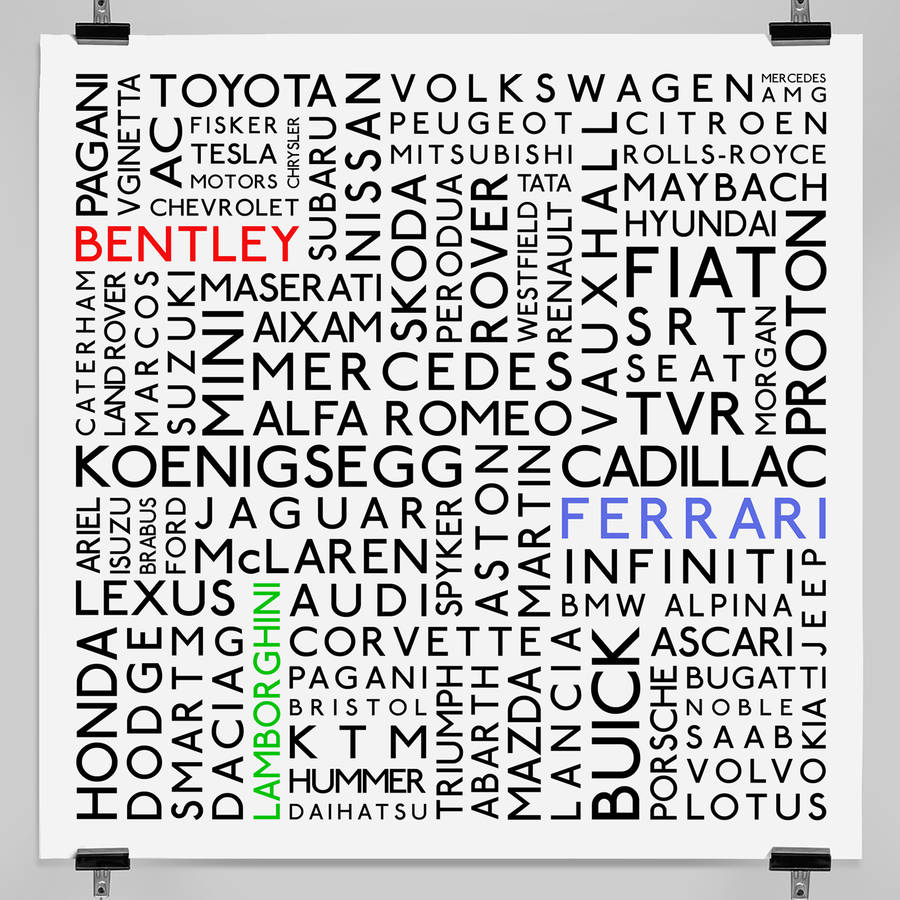 automotive car word art by a type of design | notonthehighstreet.com