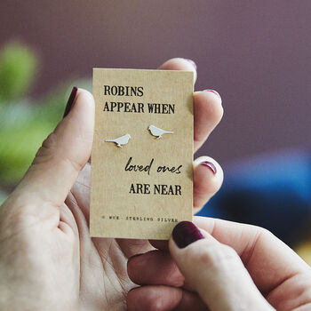 Robins Appear Silver Earrings With Choice Of Message Card, 2 of 6