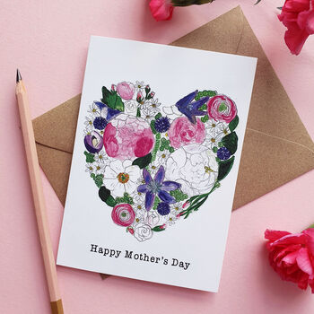 Happy Mothers Day Floral Heart Card, 2 of 6