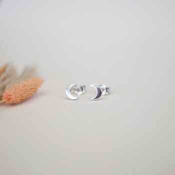 Recycled Silver Crescent Moons Studs, 2 of 4