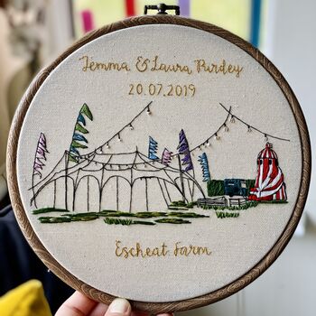 Personalised Hand Embroidered Wedding Venue Portrait, 8 of 12