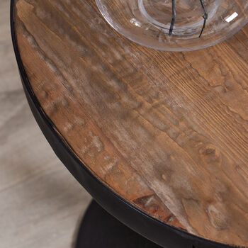 Manhattan Round Reclaimed Wood Side Table, 4 of 5